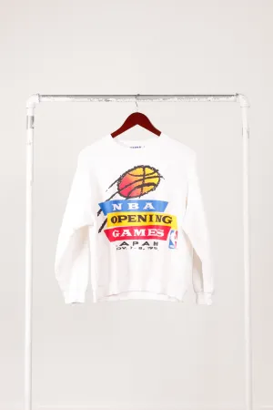 Vintage 1992 NBA 'Opening Games Japan Staff' Crewneck Sweatshirt White