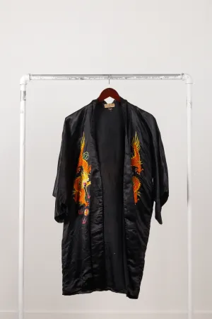 Vintage 20's Golden Bee 'Dragon Silk' Kimono Black