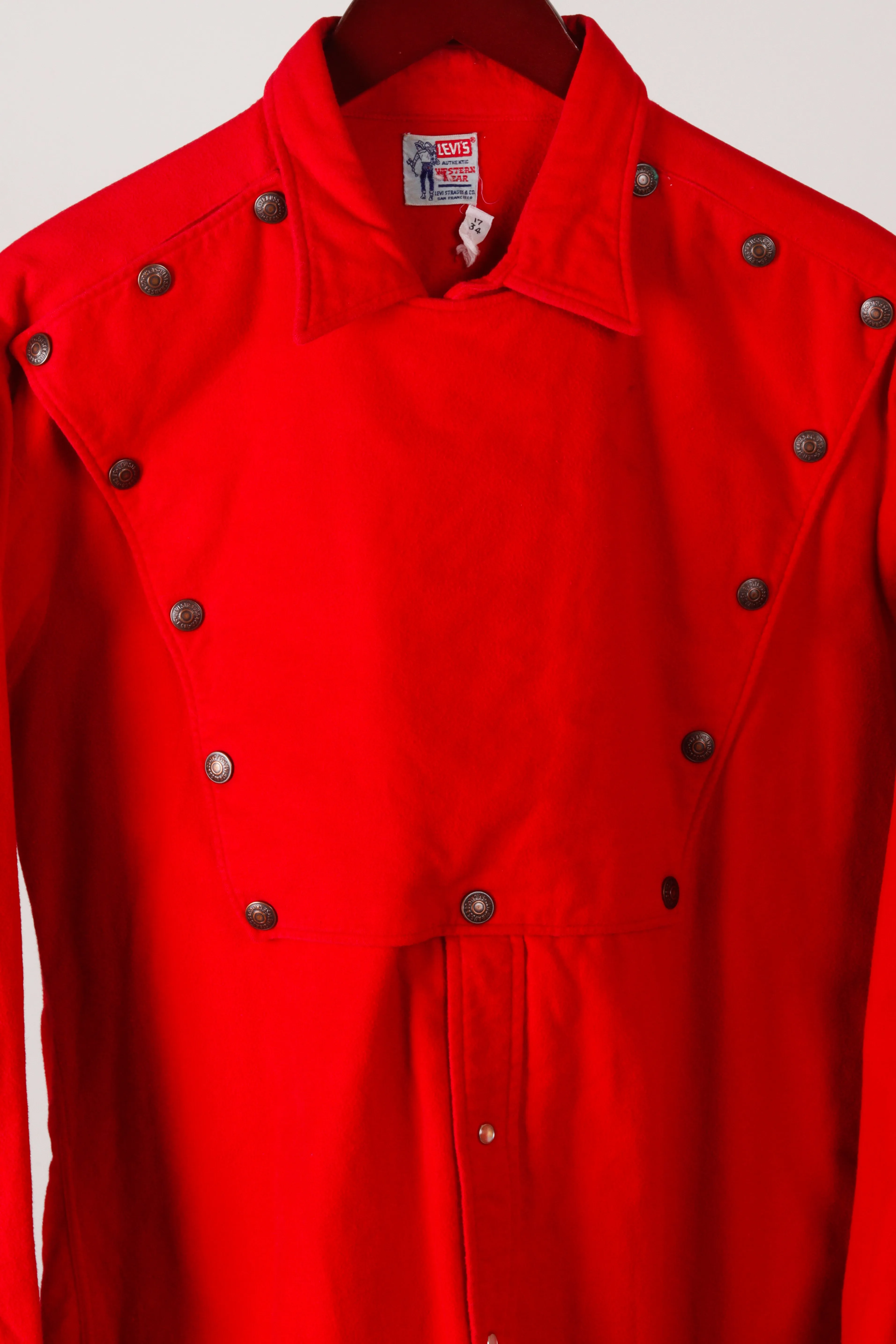 Vintage 50's Levi's 'Rockabilly Snap Button' Snap Button Shirt Red