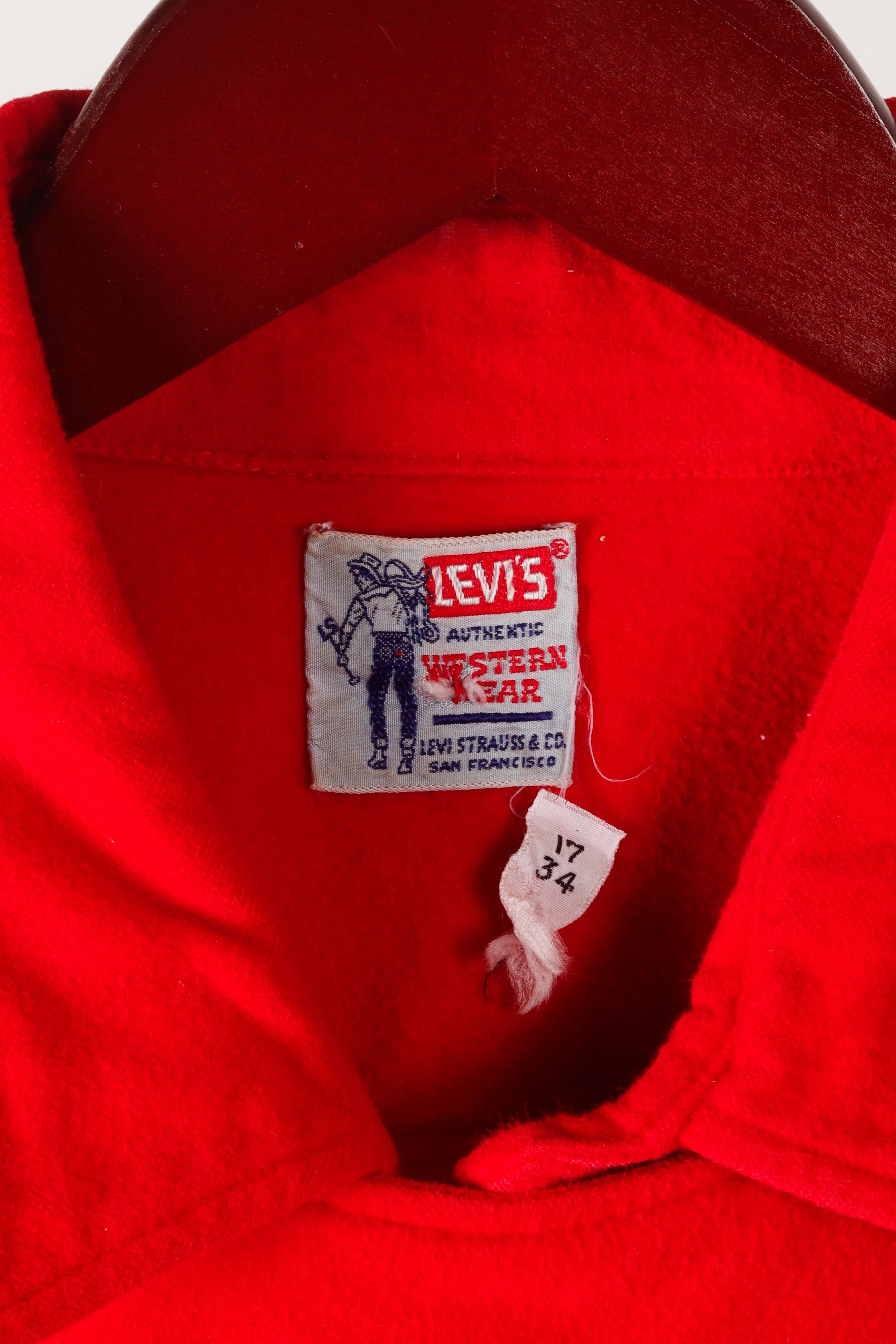 Vintage 50's Levi's 'Rockabilly Snap Button' Snap Button Shirt Red
