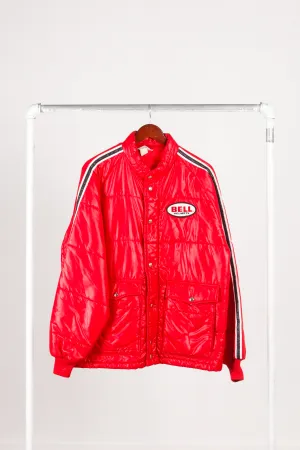 Vintage 70's Bell Helmets 'Logo Patch' Panel Down Jacket Red