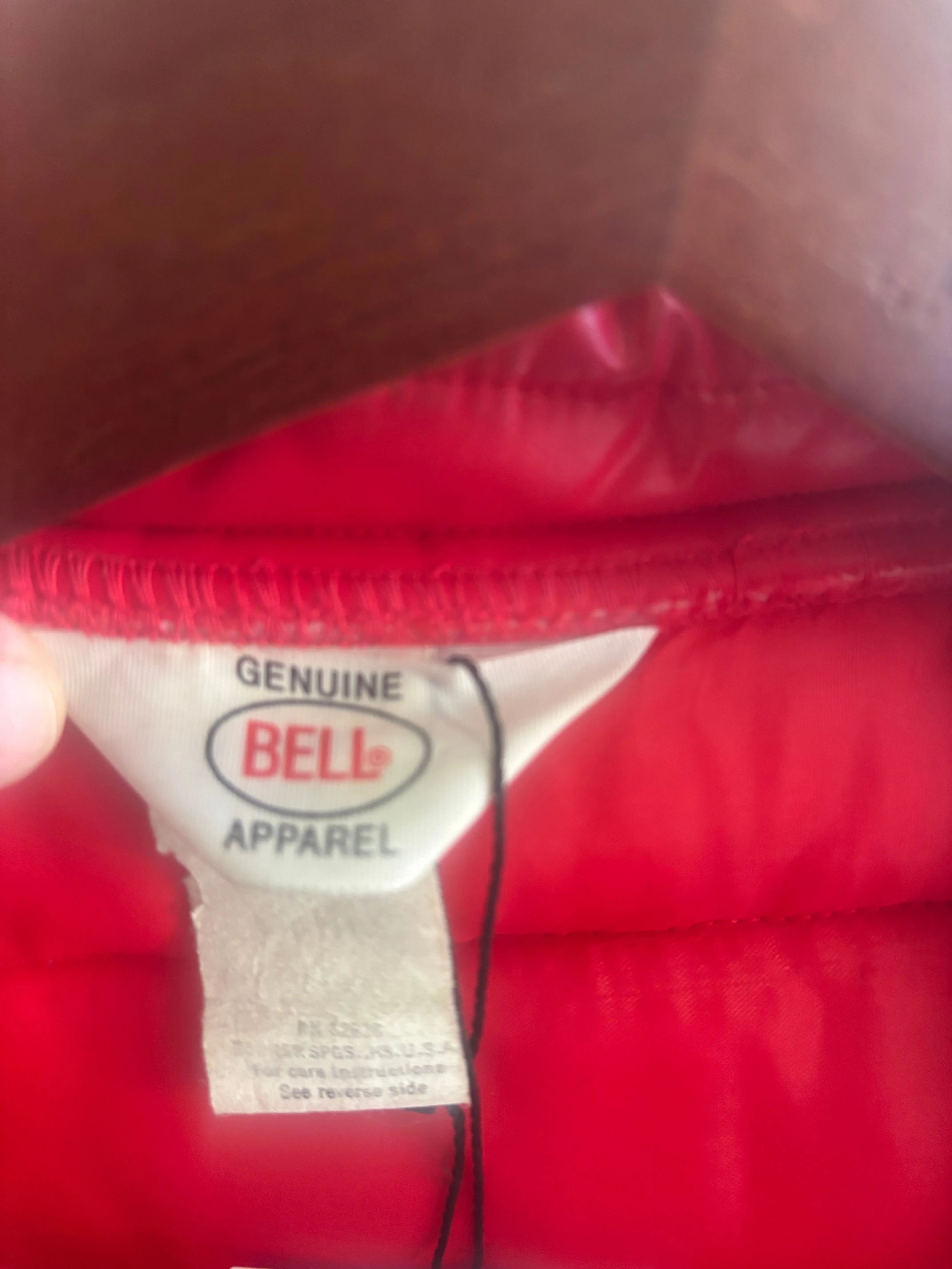 Vintage 70's Bell Helmets 'Logo Patch' Panel Down Jacket Red