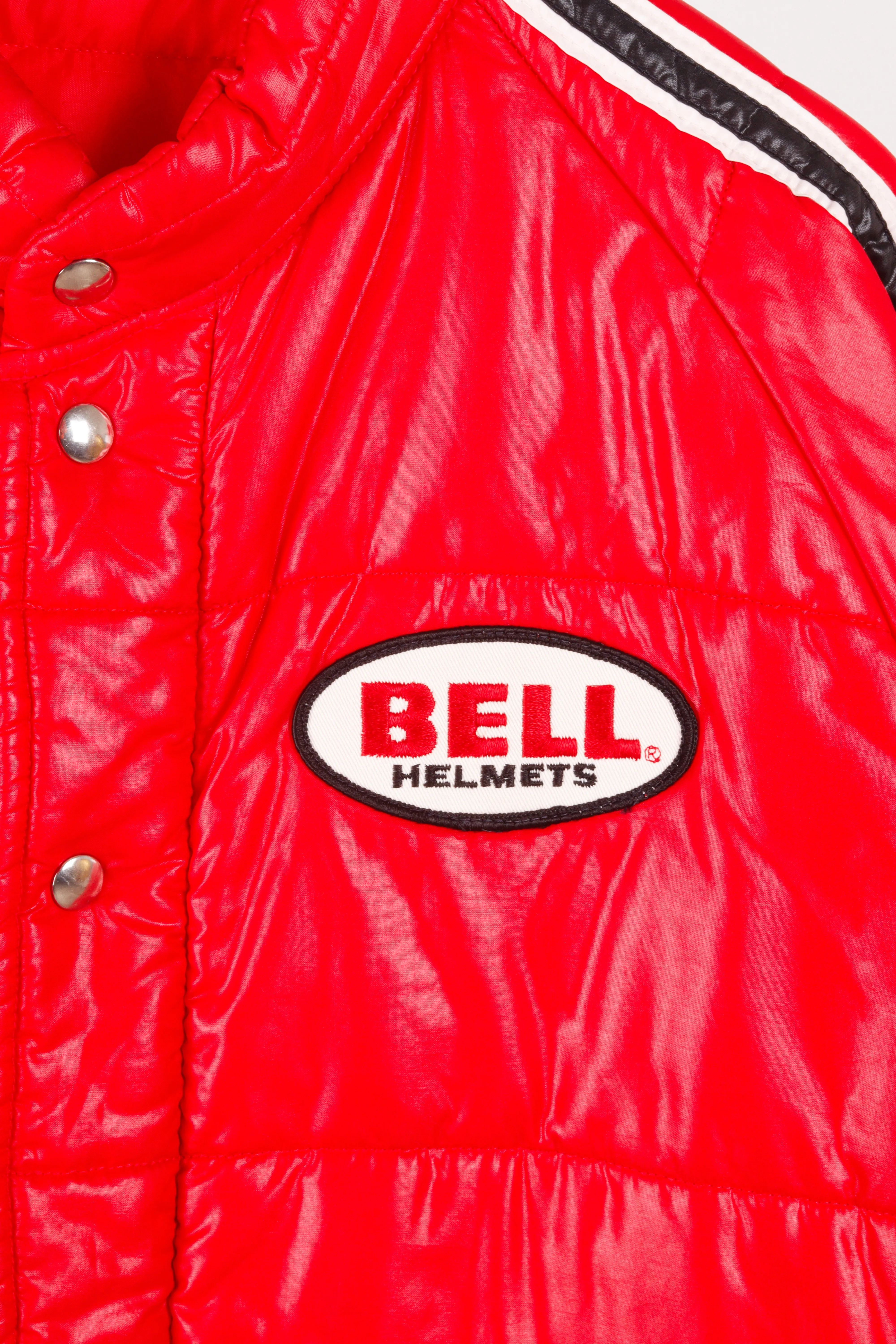 Vintage 70's Bell Helmets 'Logo Patch' Panel Down Jacket Red