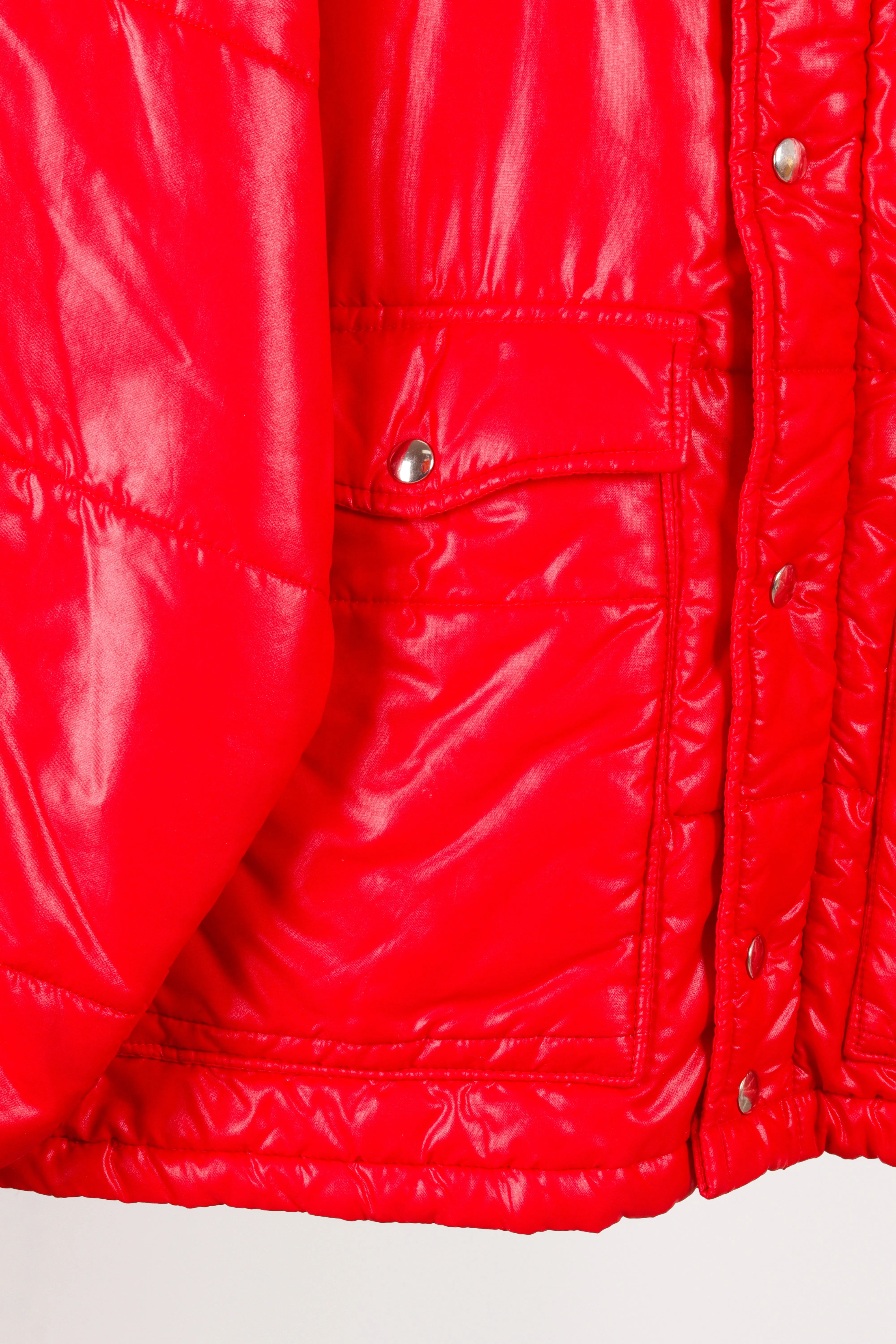 Vintage 70's Bell Helmets 'Logo Patch' Panel Down Jacket Red