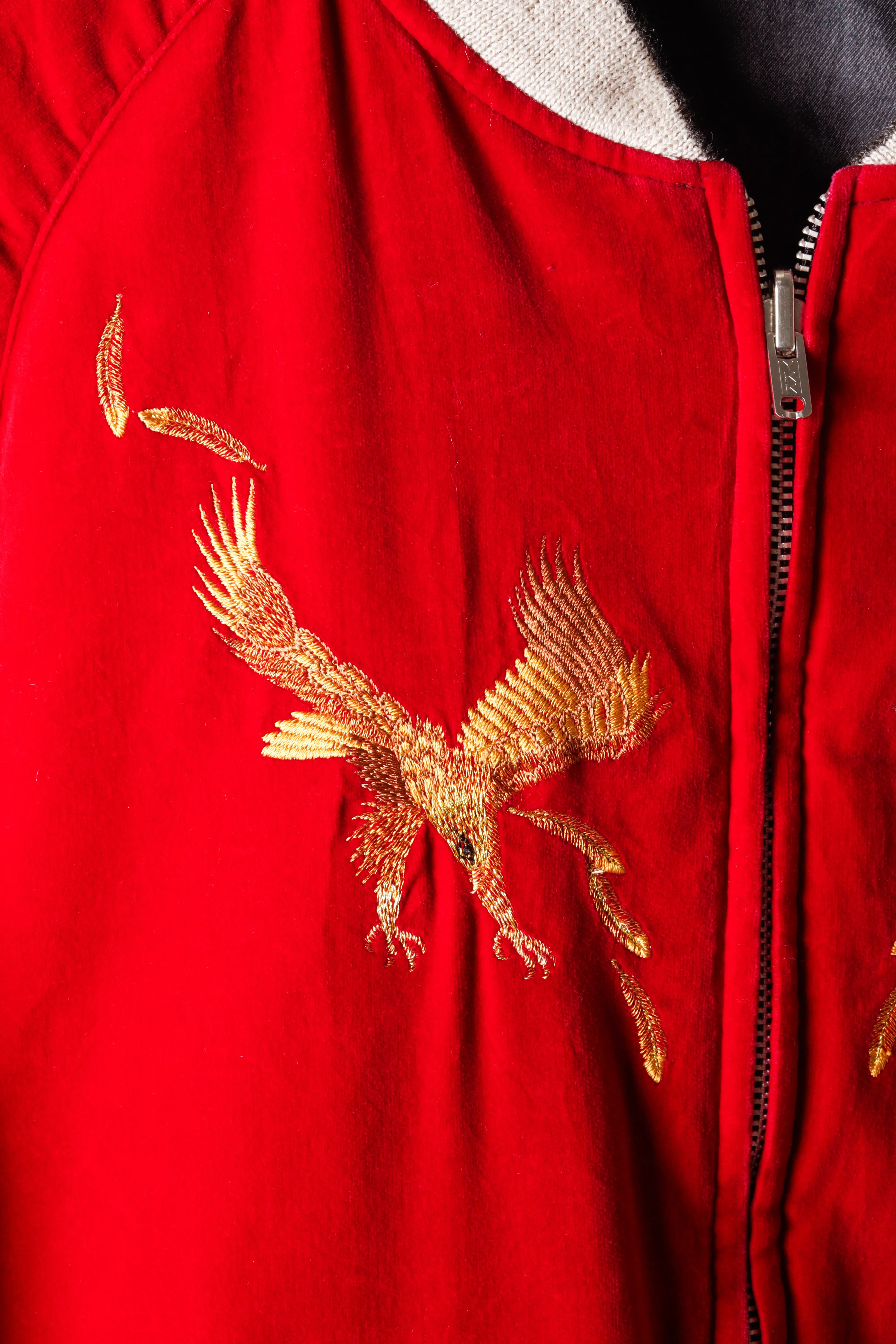 Vintage 80's Karl Helmut 'Sukajan' Embroidered Hawks Reversible Souvenir Jacket