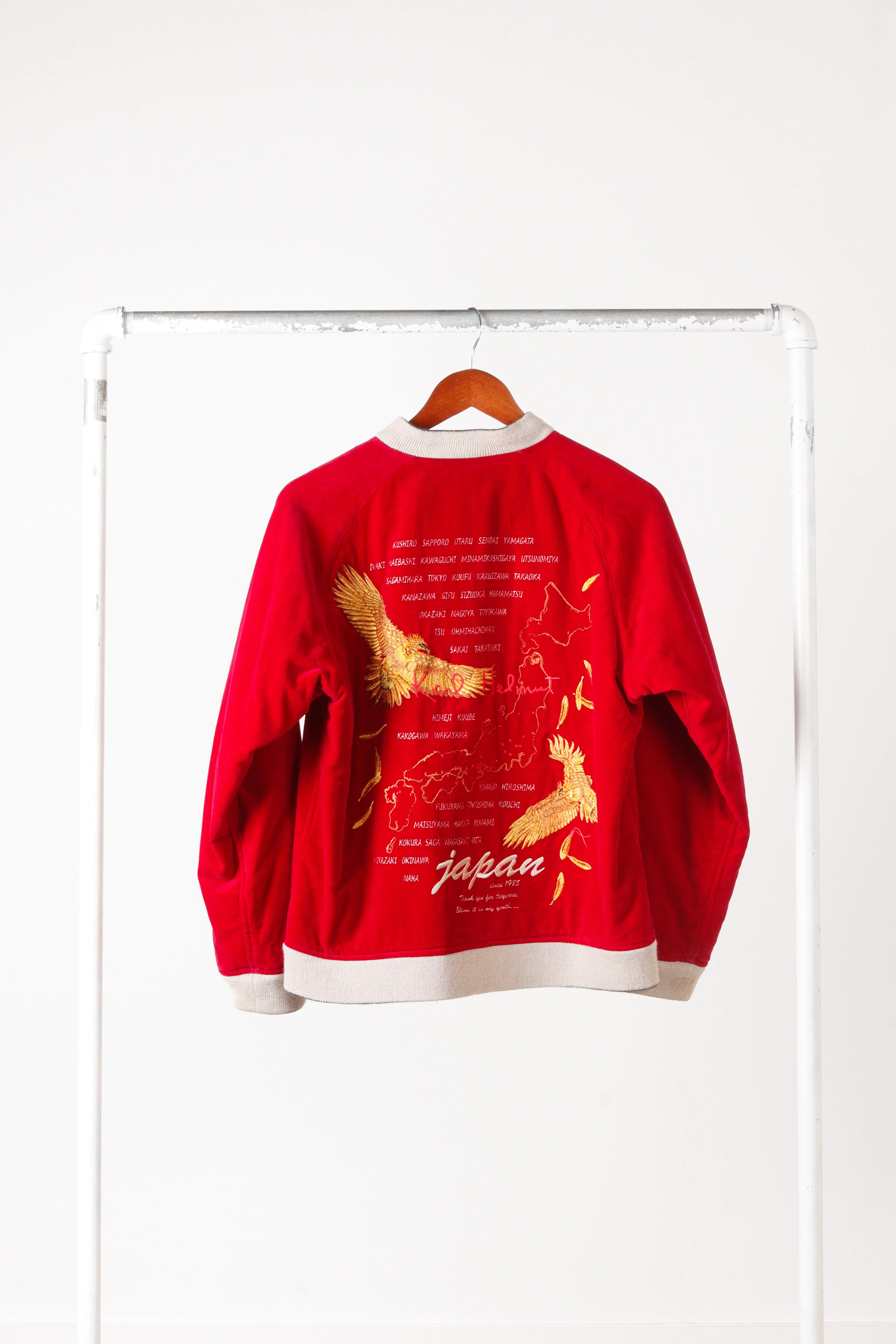 Vintage 80's Karl Helmut 'Sukajan' Embroidered Hawks Reversible Souvenir Jacket