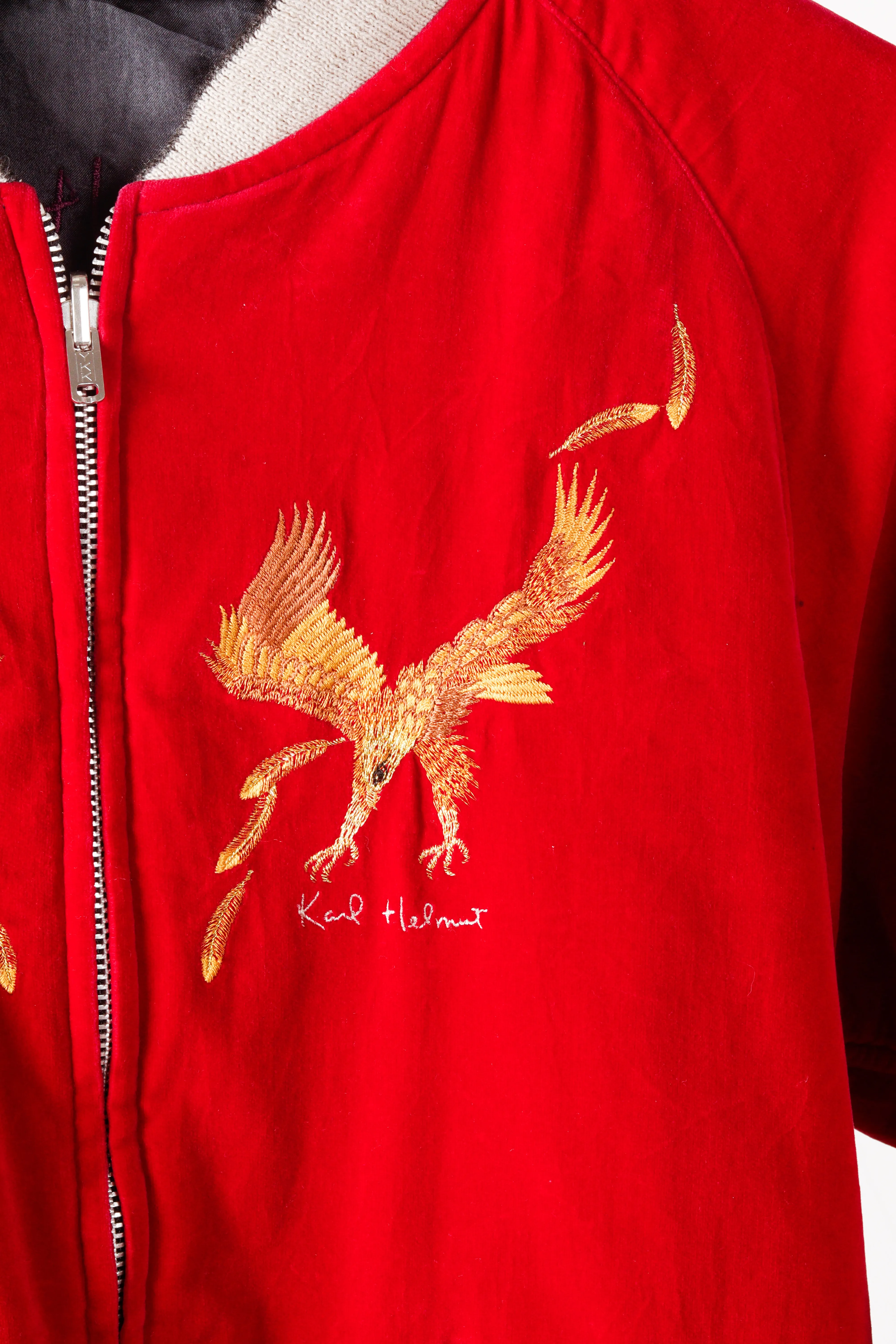 Vintage 80's Karl Helmut 'Sukajan' Embroidered Hawks Reversible Souvenir Jacket