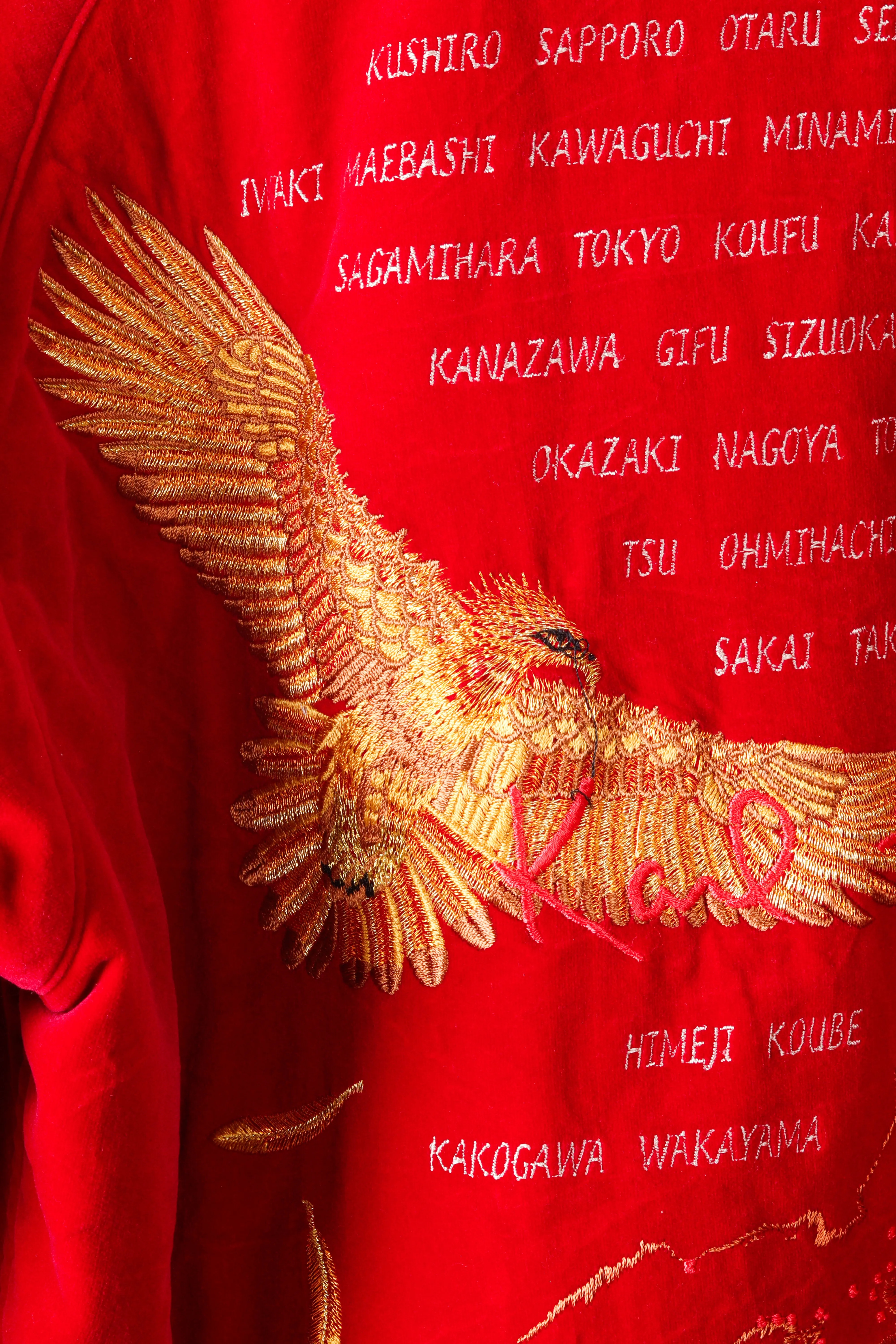 Vintage 80's Karl Helmut 'Sukajan' Embroidered Hawks Reversible Souvenir Jacket