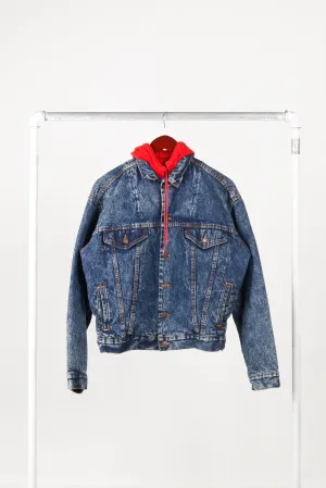 Vintage 80's Levi's 'Hooded Zip-Up Lined 57526 1109' Acid Wash Type 3 Denim Jacket
