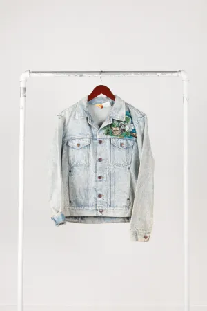 Vintage 80's Rustlers 'Custom Atlantic City' Bejeweled Denim Jacket  Light Wash