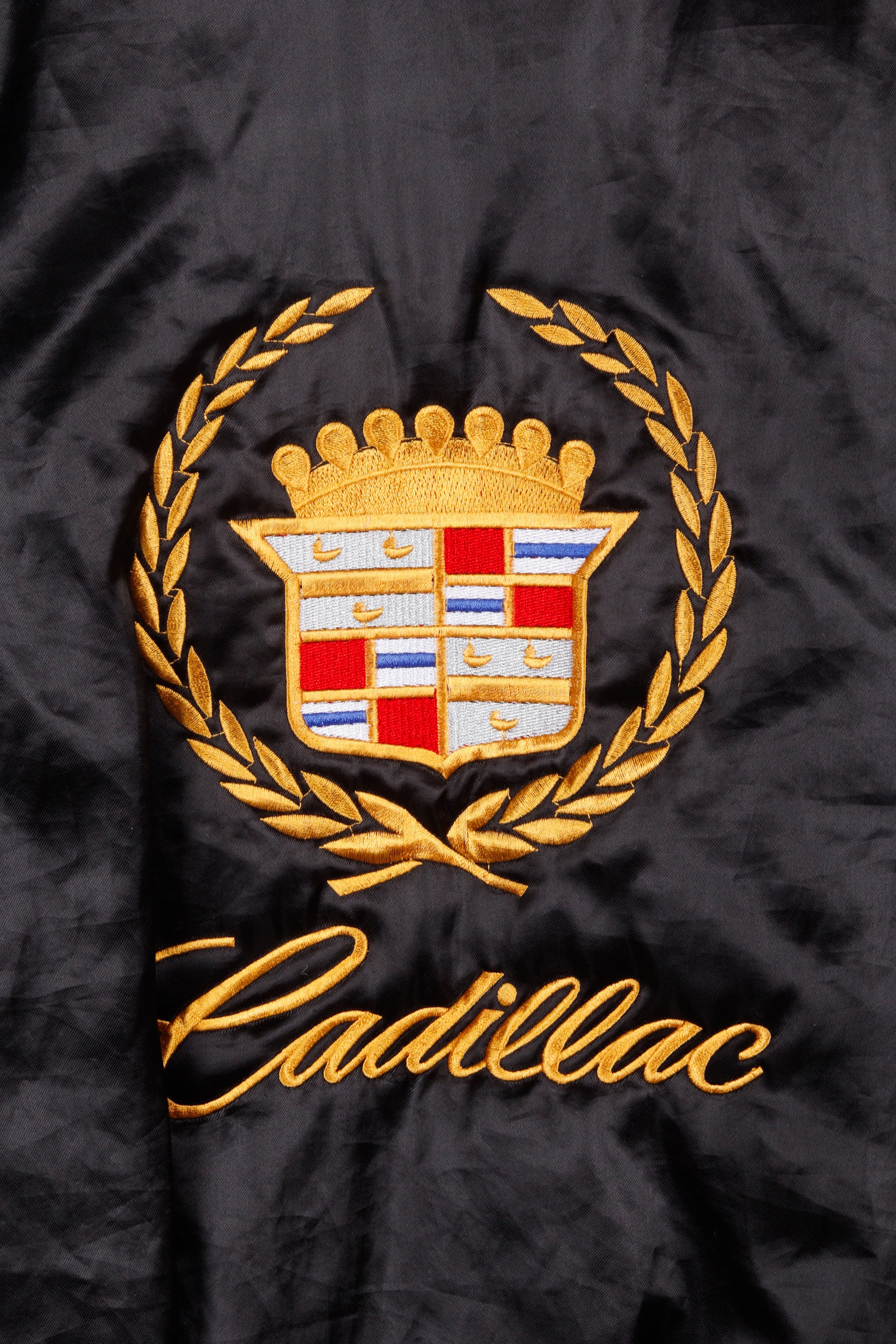 Vintage 90's Cadillac 'Embroidered Logo Promo' Satin Jacket Black