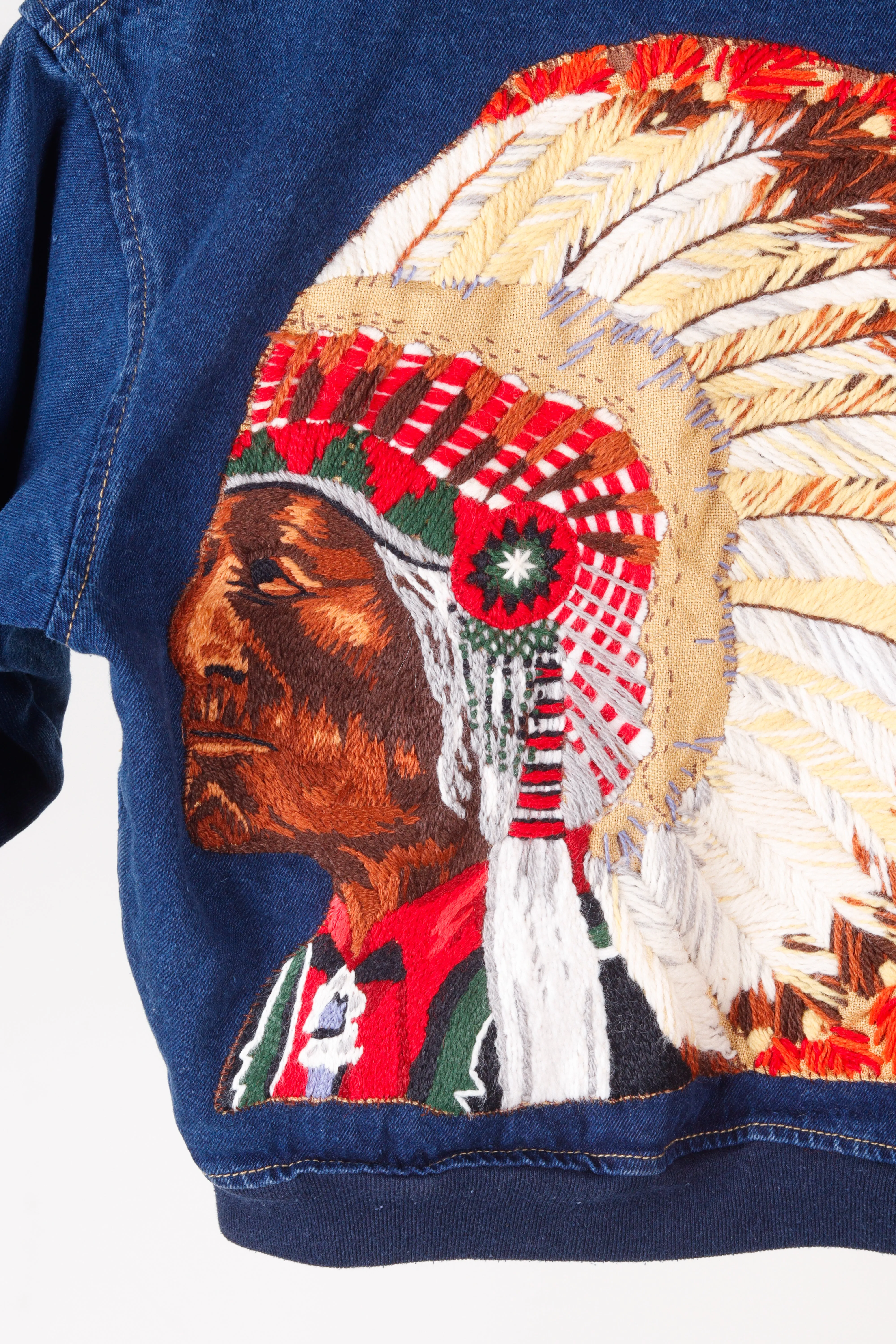 Vintage 90's  'Chief Embroidered' Youth Denim Bomber Jacket