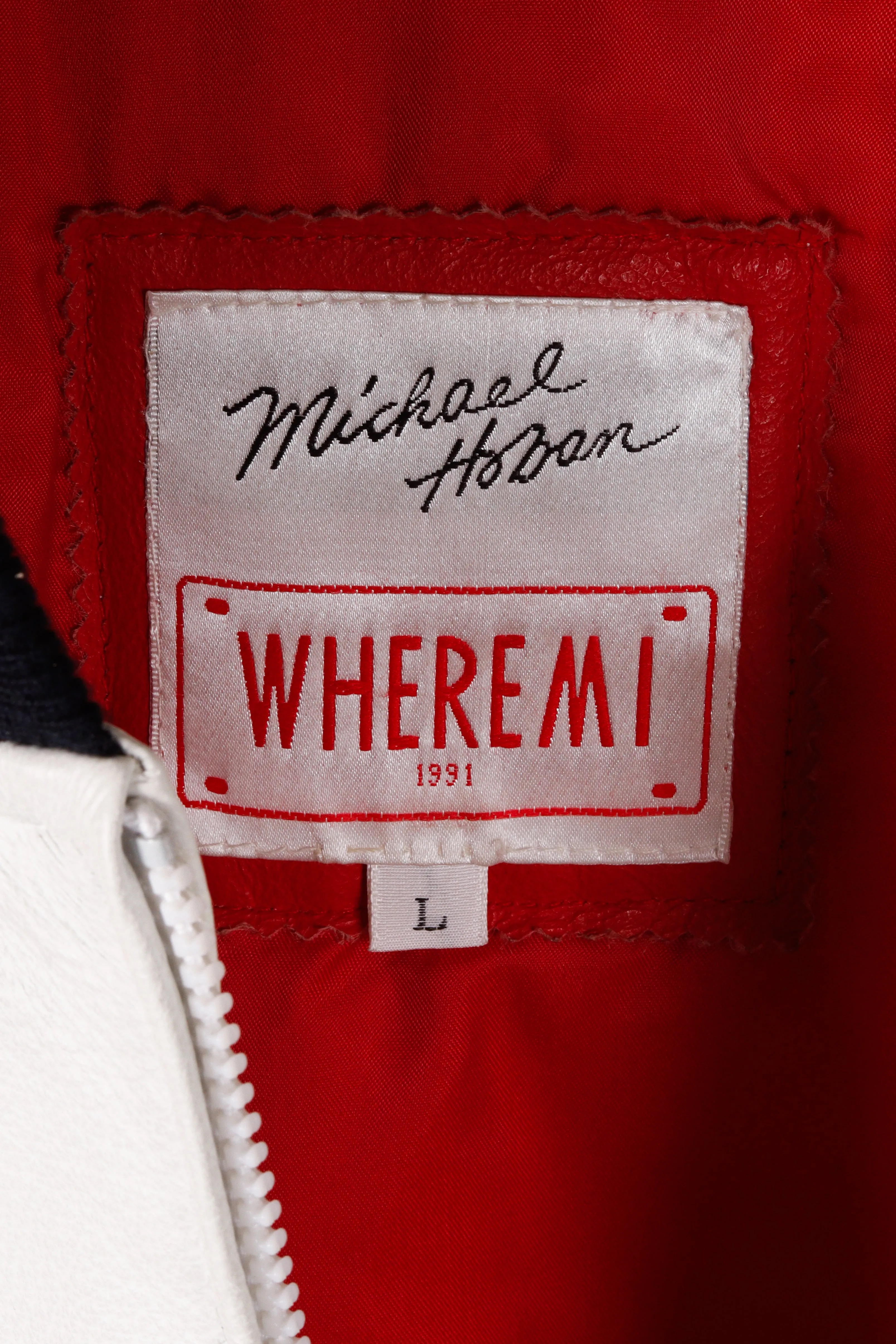 Vintage 90's Michael Hoban Wheremi 'Baseball' Leather Jacket Red