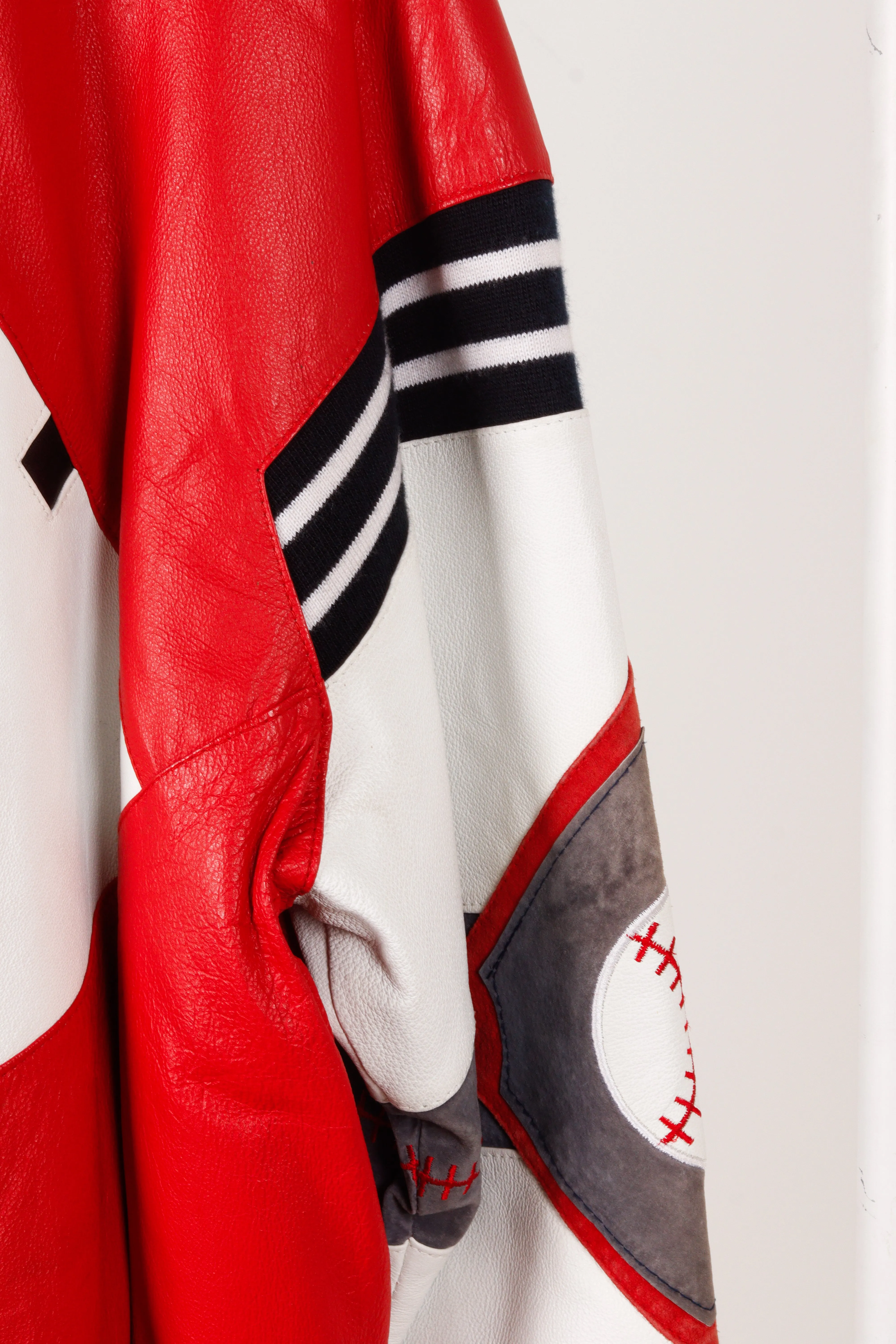 Vintage 90's Michael Hoban Wheremi 'Baseball' Leather Jacket Red