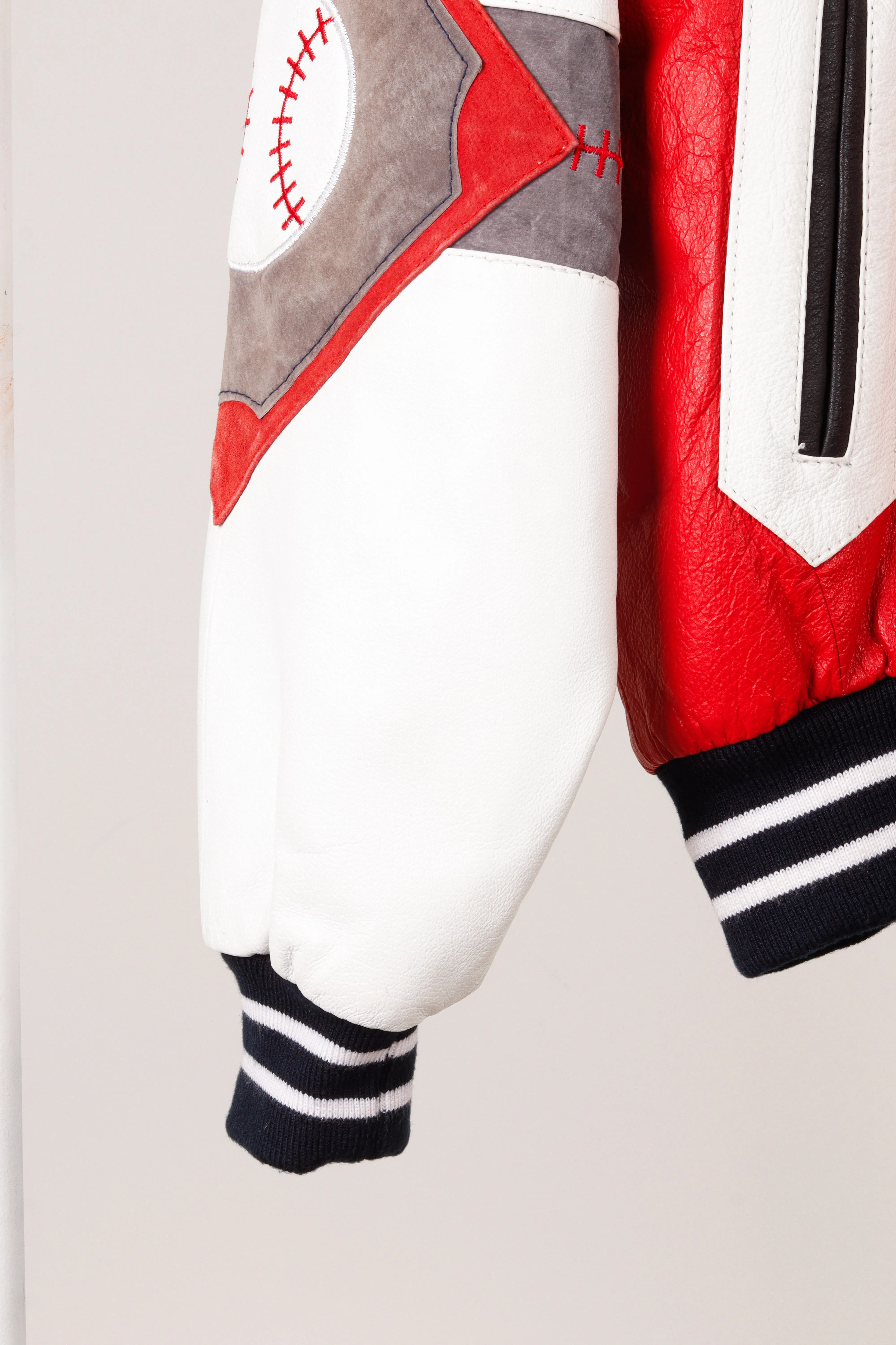 Vintage 90's Michael Hoban Wheremi 'Baseball' Leather Jacket Red