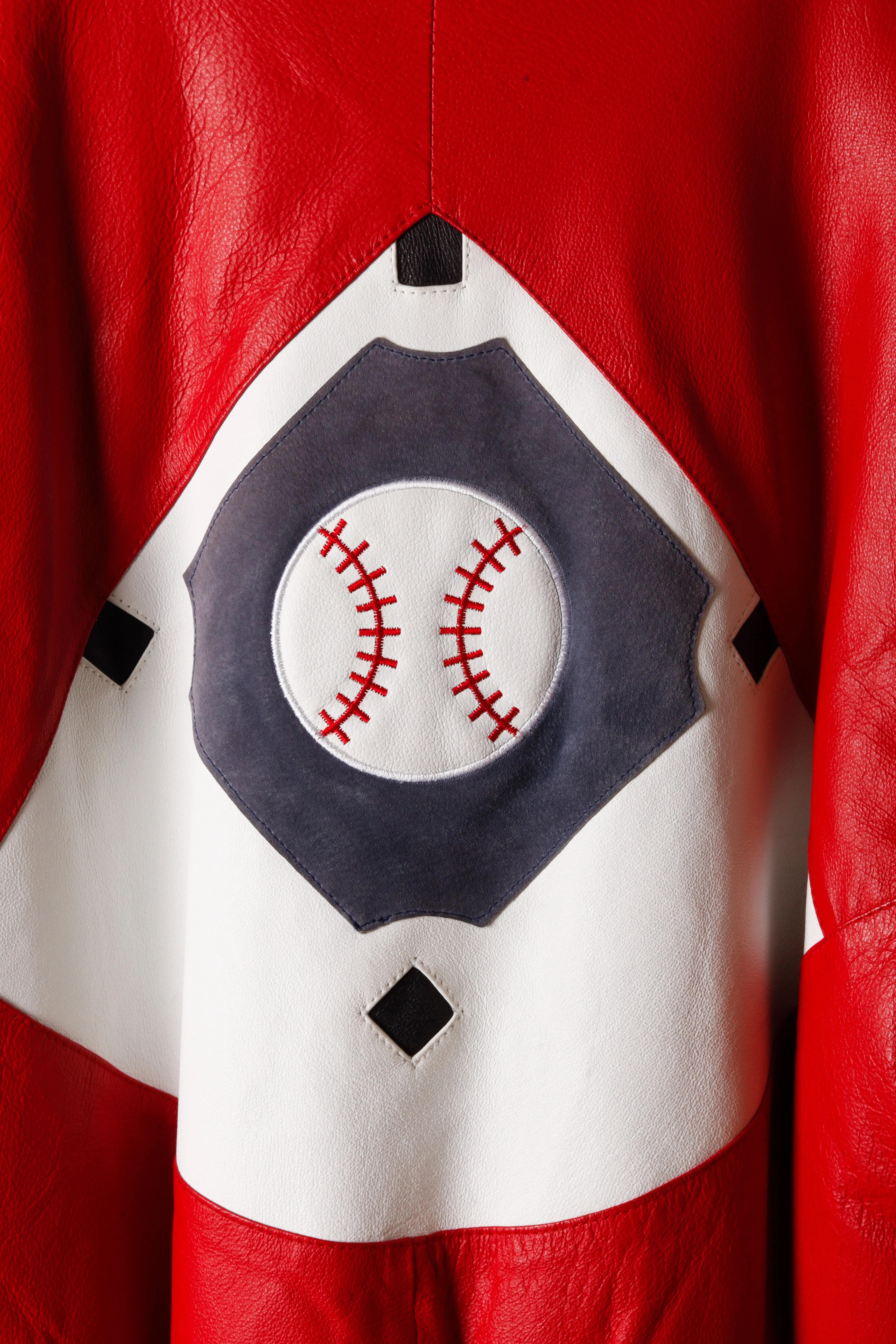 Vintage 90's Michael Hoban Wheremi 'Baseball' Leather Jacket Red