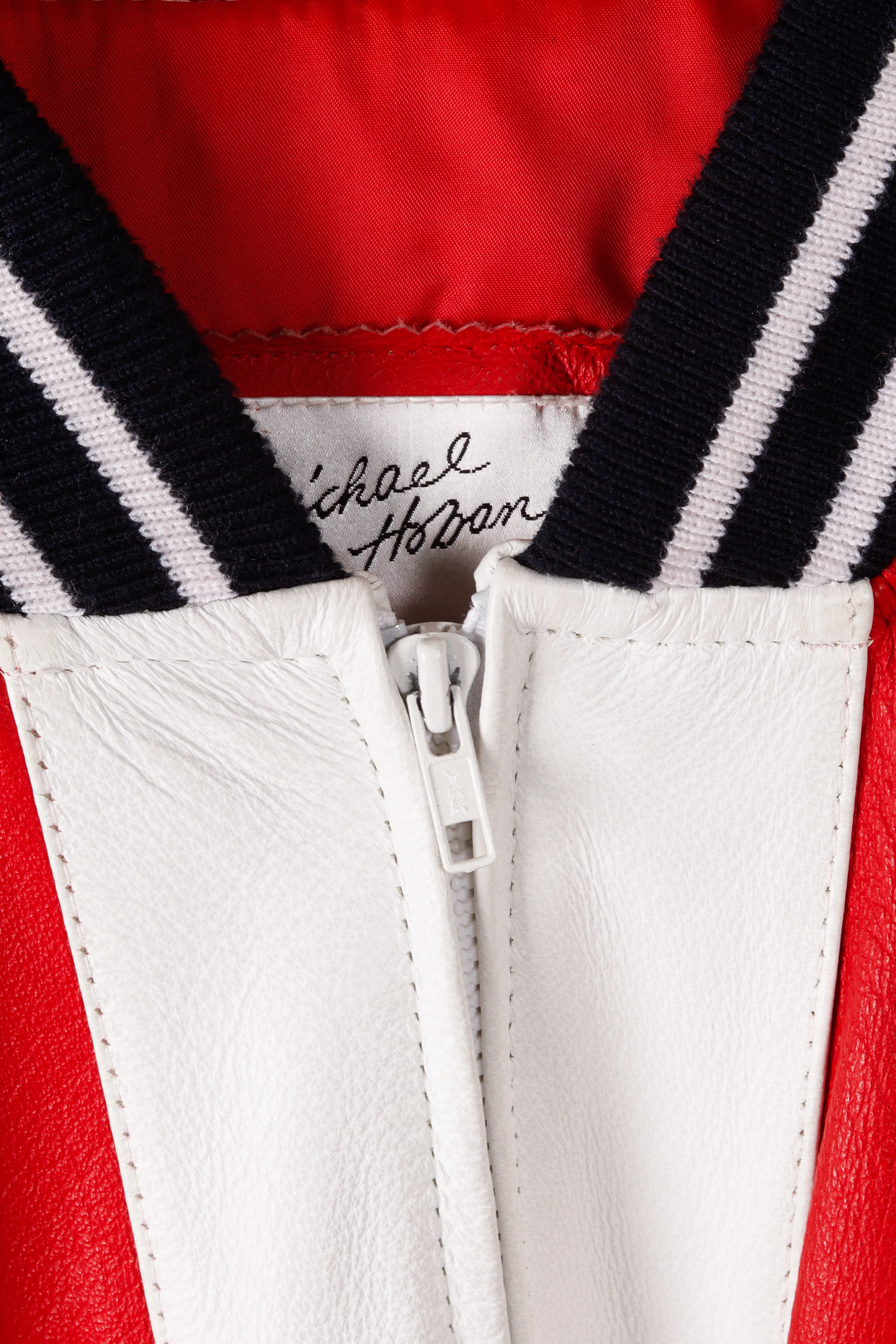Vintage 90's Michael Hoban Wheremi 'Baseball' Leather Jacket Red