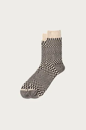 Warped Checker Crew Socks - Black